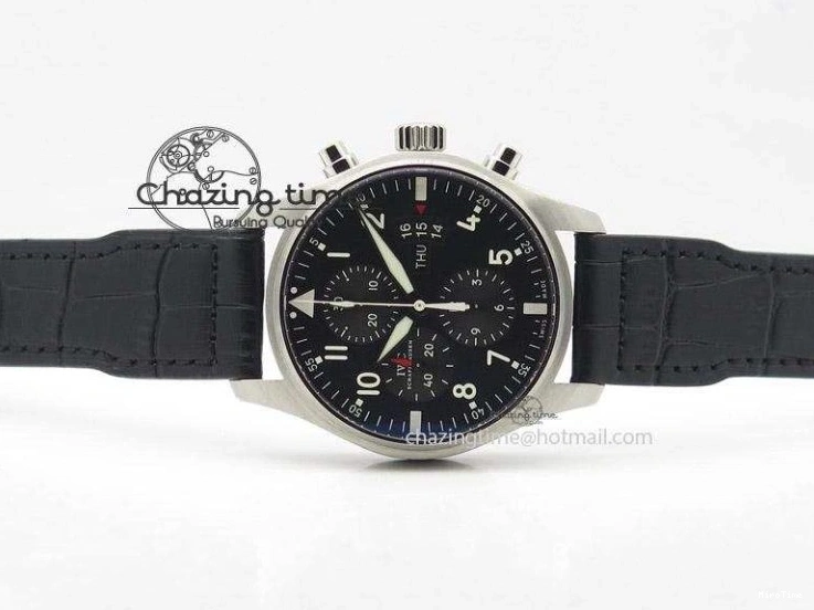 MIROTIME 0215 Soft Pilot Chrono 3777 43mm ZF 1:1 Best Edition Black Dial On Black Leather Strap A 7360